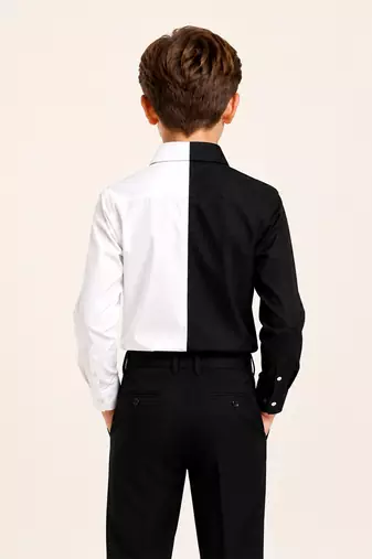 Black and white cotton formal shirt