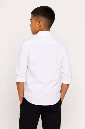 White black side patch cotton shirt