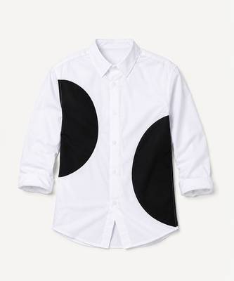 White black side patch cotton shirt 3