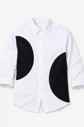 White black side patch cotton shirt