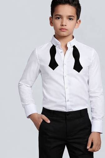 White cotton tie illusion shirt