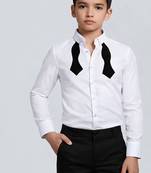 White cotton tie illusion shirt
