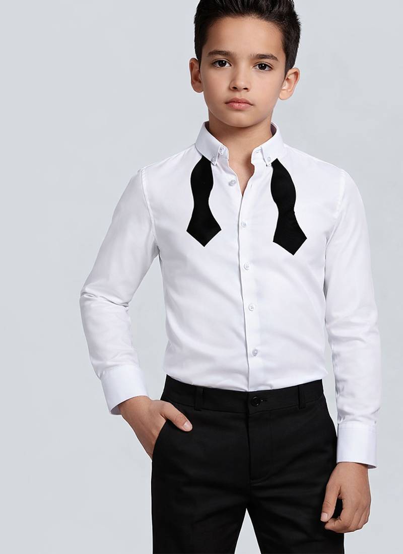 White cotton tie illusion shirt