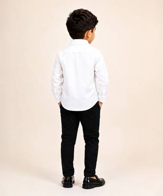 White metallic embellished cotton shirt and black pant 2