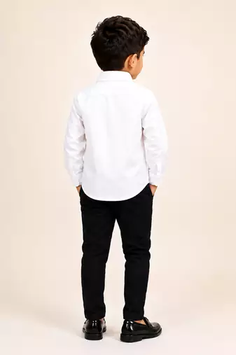 White metallic embellished cotton shirt