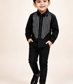 Black metallic embellished cotton shirt