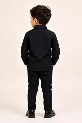 Black metallic embellished cotton shirt