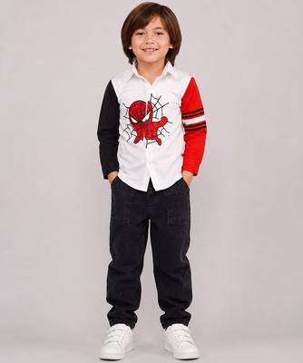 White red spiderman graphic cotton shirt 1