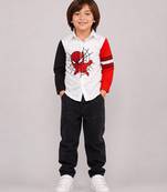 White red spiderman graphic cotton shirt