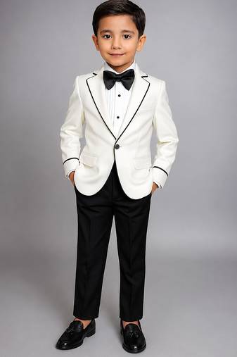 White japanese crepe tuxedo set