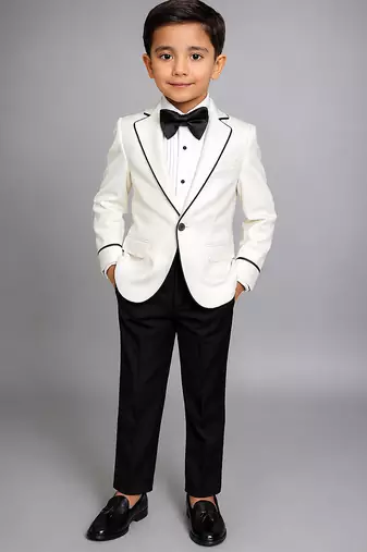 White japanese crepe tuxedo set