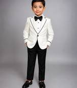 White japanese crepe tuxedo set