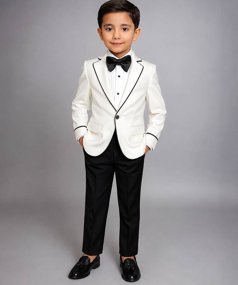 White japanese crepe tuxedo set
