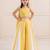 Yellow embroidered silk blend co ord set