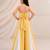 Yellow embroidered silk blend co ord set