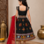 Black embroidered cotton traditional kids lehenga choli with blouse 