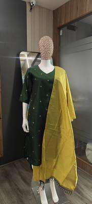 Women's art silk woven motiff kurta pant with dupatta set 5