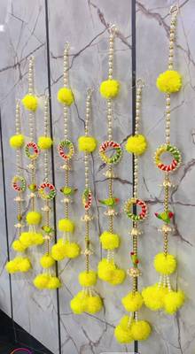 handmade yellow genda door hanging with parrot design for home decoration pack of 4 2