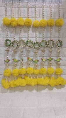handmade yellow genda door hanging with parrot design for home decoration pack of 4 4