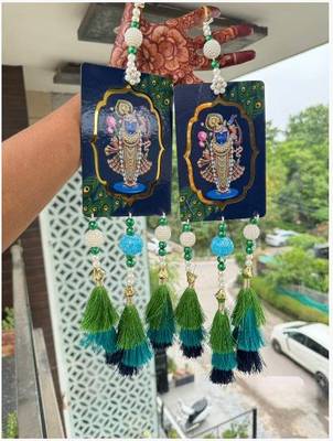 shree nath ji decorative door hanging with tassels for home festival decoration pack of 2 1