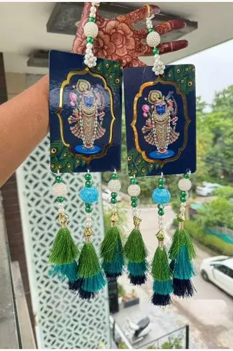 shree nath ji decorative door hanging with tassels for home festival decoration pack of 2