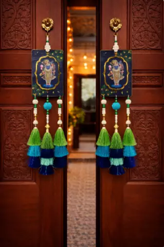 shree nath ji decorative door hanging with tassels for home festival decoration pack of 2