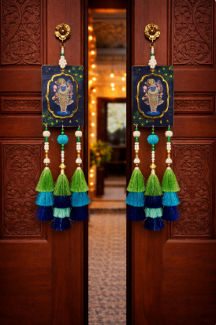 shree nath ji decorative door hanging with tassels for home festival decoration pack of 2