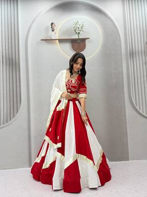 White gota patti lace and hand work cottan Lehenga Choli Set 1