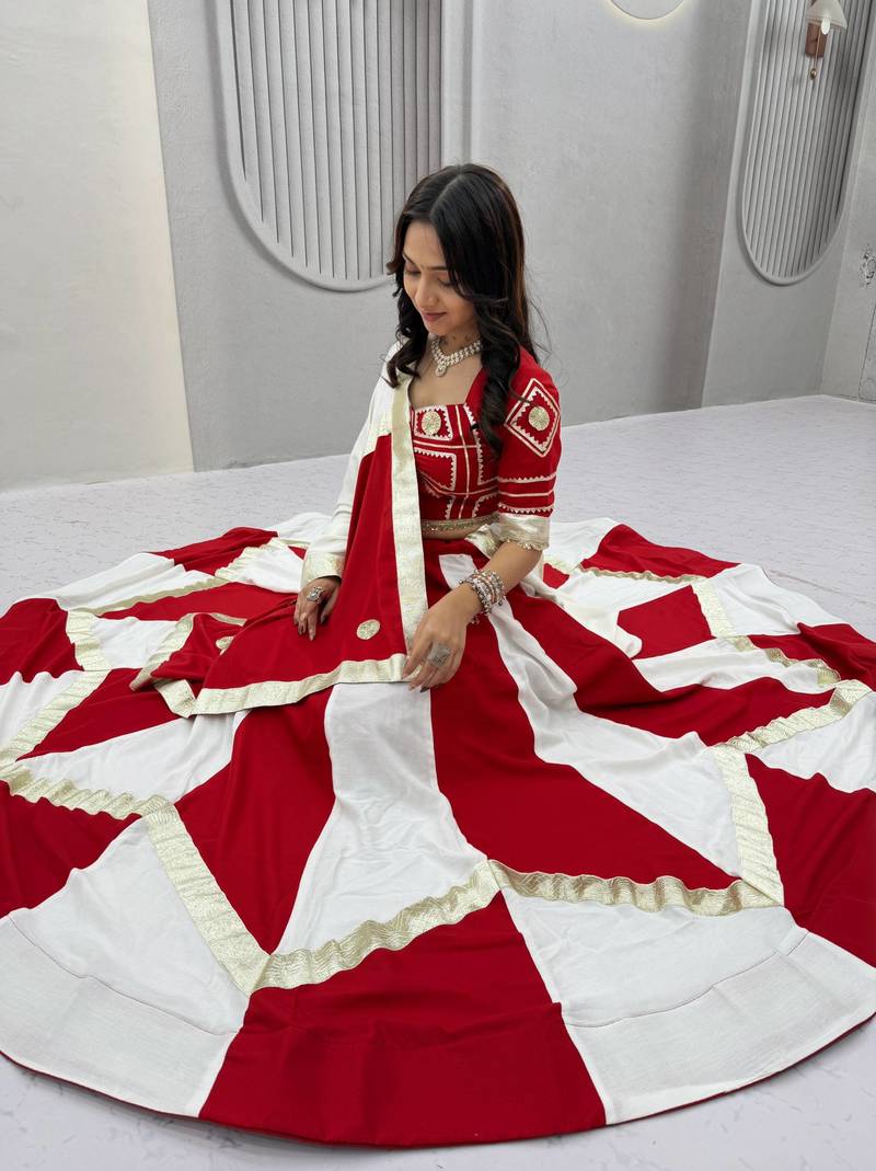White gota patti lace and hand work cottan Lehenga Choli Set