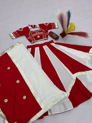 White gota patti lace and hand work cottan Lehenga Choli Set 3