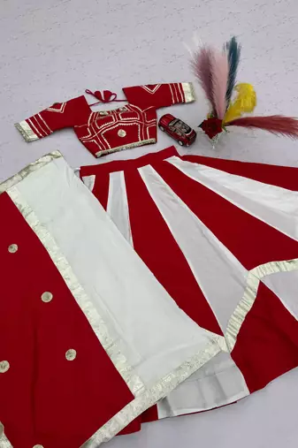 White gota patti lace and hand work cottan Lehenga Choli Set