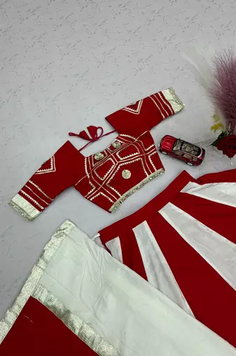 White gota patti lace and hand work cottan Lehenga Choli Set