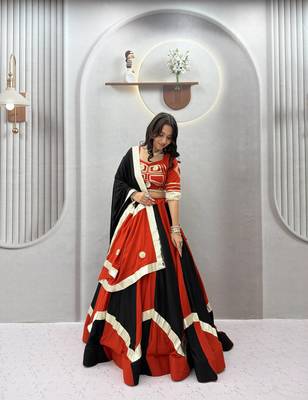 Black gota patti lace and hand work cottan Lehenga Choli Set 1