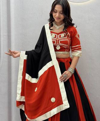 Black gota patti lace and hand work cottan Lehenga Choli Set 2