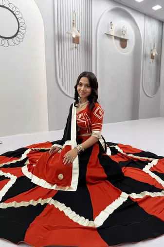 Black gota patti lace and hand work cottan Lehenga Choli Set