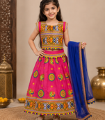 Pink embroidered cotton traditional kids lehenga choli with blouse 