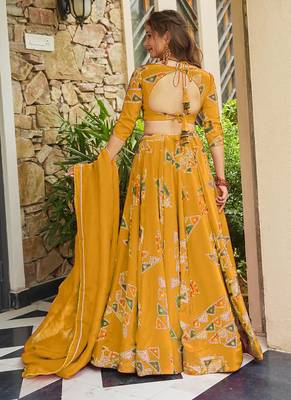 Yellow Digital Print Silk Lehenga choli 2