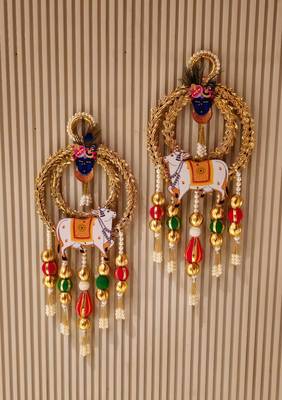 handmade cow wall hanging for home temple and festive decoration pack of 2 1