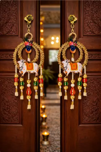 handmade cow wall hanging for home temple and festive decoration pack of 2