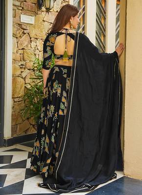 Black Digital Print Silk lehenga choli 2