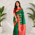 dark green color contrast weaving pallu and border kanchi weaving buttis on border silk blend saree