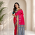 rani pink color contrast weaving pallu and border kanchi weaving buttis on border silk blend saree