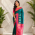 teal color contrast weaving pallu and border kanchi weaving buttis on border silk blend saree