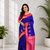 violet color contrast weaving pallu and border kanchi weaving buttis on border silk blend saree