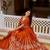 Orange Embroidery and sequin Work Silk Blend Lehenga Choli Set