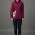 Magenta floral embroidered button-down shirt