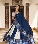 Women's Pure Rayon Printed  free size Lehenga Choli Set with Mirror & Gotta Patti Work