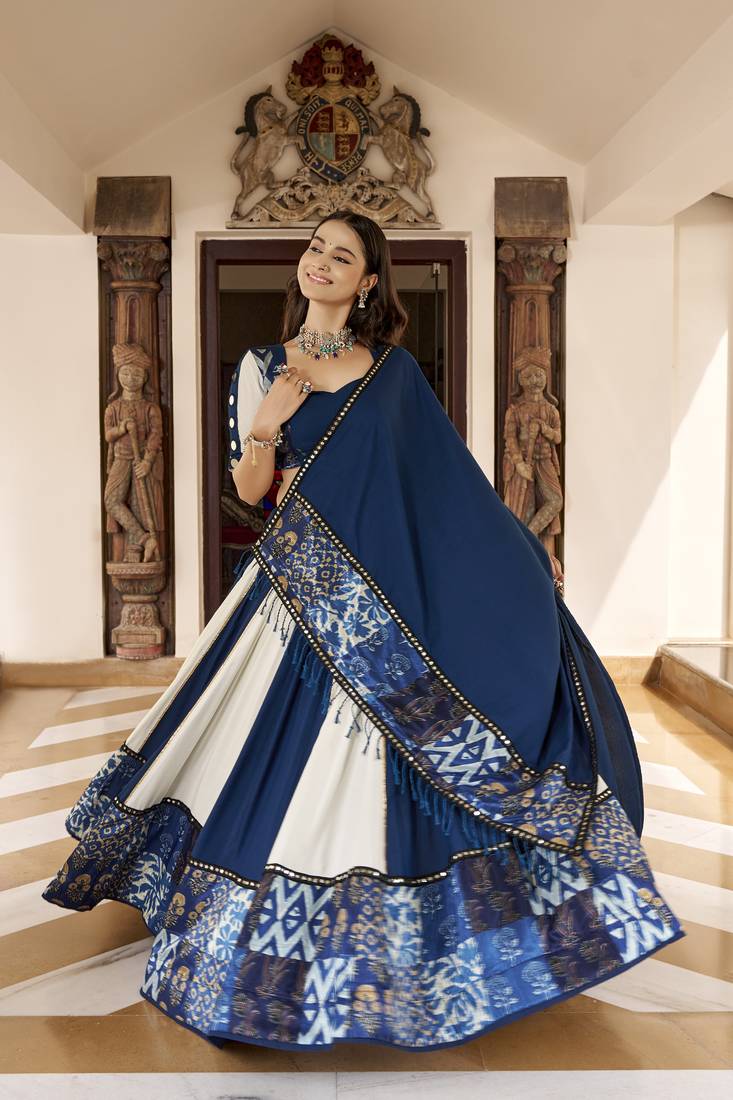 Women's Pure Rayon Printed  free size Lehenga Choli Set with Mirror & Gotta Patti Work