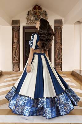Women's Pure Rayon Printed  free size Lehenga Choli Set with Mirror & Gotta Patti Work 2