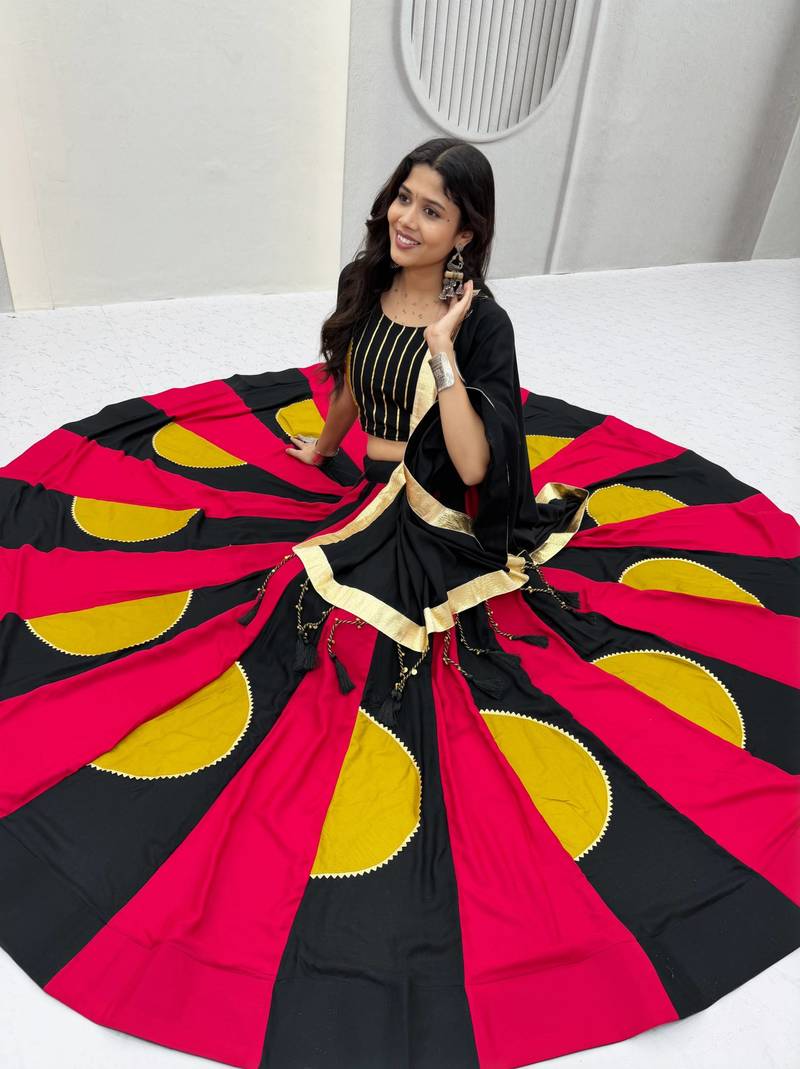 Black Hand LatkanGamthi And Gota patti Work Cotton Lehenga Choli Set